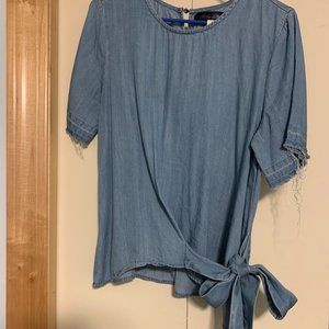 Denim tie blouse blue rain